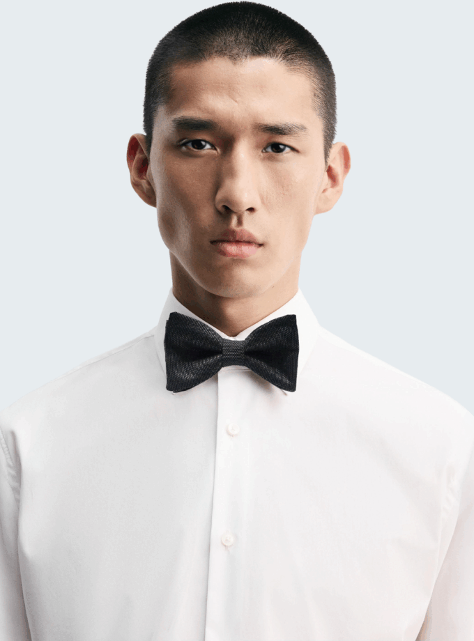 Black & Silver Textured Adjustable Bow Tie